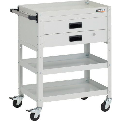 TRUSCO トラスコ中山 ツールワゴン ラビットワゴン 600X400XH810 3段 2段引出付 ハンドル付 ゴム車輪 ..