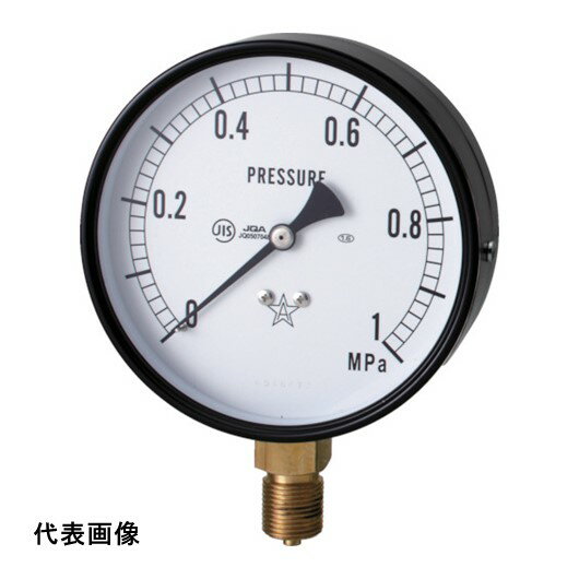 右下 スター (圧力計)(A枠立型・φ100) 圧力レンジ0.0~0.50MPa [S-41-0.5MP] 販売単位：1