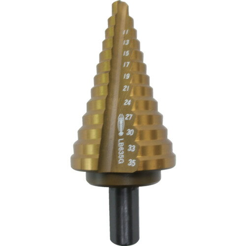 ストレートシャンクタイプ エビ ステージドリル Tinコーティング 13段 軸径10mm 6-35 [LB635G] 販売単..