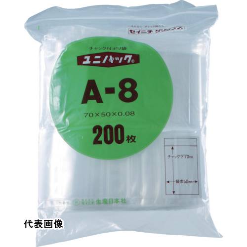 セイニチ チャック付ポリ袋 ユニパック(厚手) J-8 透明 縦340×横240×厚さ0.08mm 