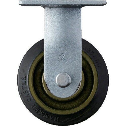 プレート式 ハンマー 重荷重用固定式ゴム車輪(イモノホイール・ラジアルボールベアリング)125mm [500BPR-CR125] 販売単位：1 送料無料