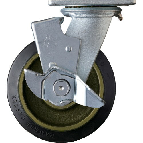 プレート式 ハンマー 重荷重用旋回式ゴム車輪(イモノホイール・ラジアルボールベアリング)150mm SP付 [..