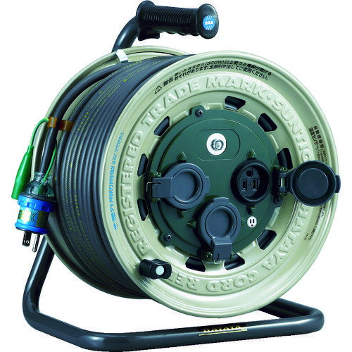 コードリール 単相100V・防雨型 ハタヤ 屋外用コードリール サンタイガーレインボーリール 単相100Vア..