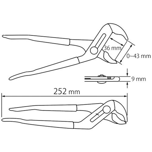 エビ ウォーターポンププライヤー“ポンプラスケルトン” ブルー 252mm [WP250HB] 販売単位：1