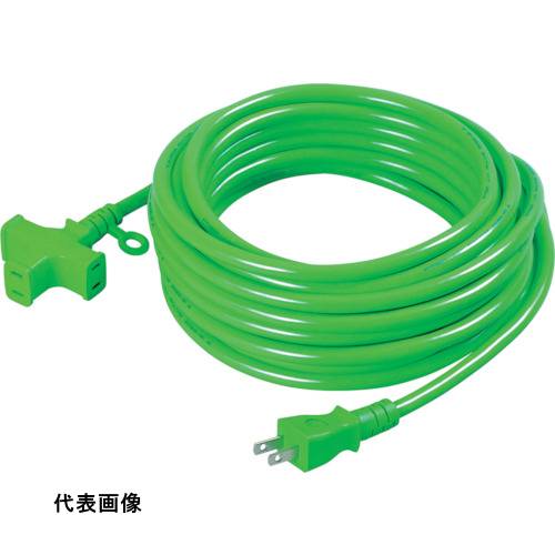 NICHIDO 十字トリプル延長コード アース無し 20m 緑 [MRS-20-G] 販売単位：1 送料無料
