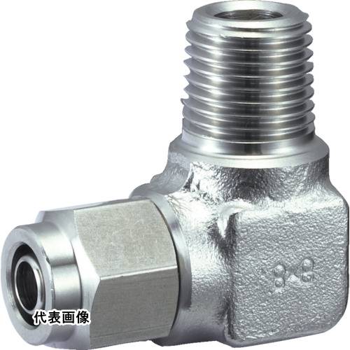 くい込み管継手 フッ素樹脂チューブ用 TRUSCO トラスコ中山 SUSメイルエルボ 適用チューブ径8X6 ねじR1/8 [TS8-01ML] 販売単位：1