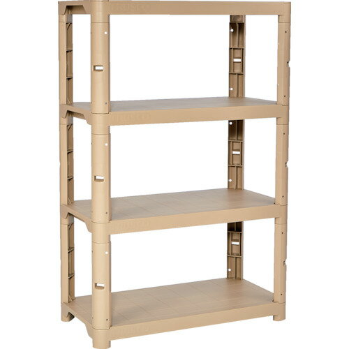 TRUSCO トラスコ中山 プラ棚 高さ1371-4段タイプ コーナーキャップ4個付 ライトサンド [TPT-5344C-LS] ..