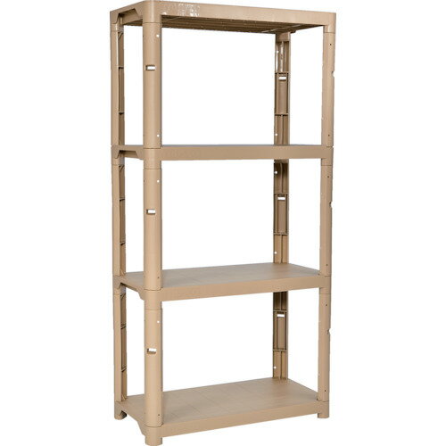 TRUSCO トラスコ中山 プラ棚 高さ1800-4段タイプ コーナーキャップ4個付 ライトサンド [TPT-6344C-LS] ..