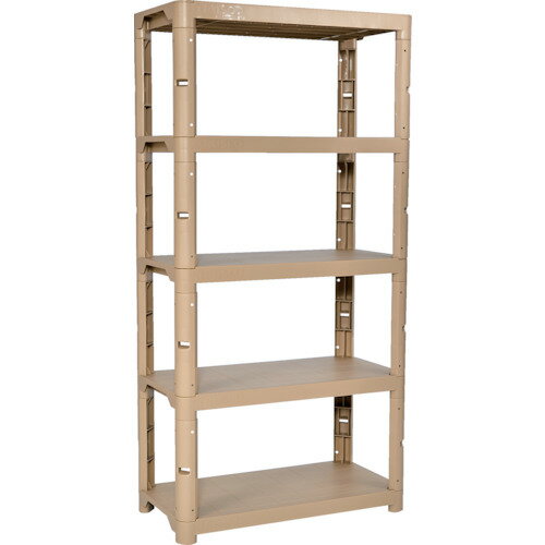 TRUSCO トラスコ中山 プラ棚 高さ1800-5段タイプ コーナーキャップ4個付 ライトサンド [TPT-6345C-LS] ..