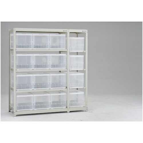 TRUSCO トラスコ中山 スチールラック M1.5型軽中量棚 オリコン保管タイプ H2100XW1160XD595 TSK-О40B透明X15個付 連結 [M1.5-7466-40LX15B] M1.5746640LX15B 販売単位:1 送料無料 [3]