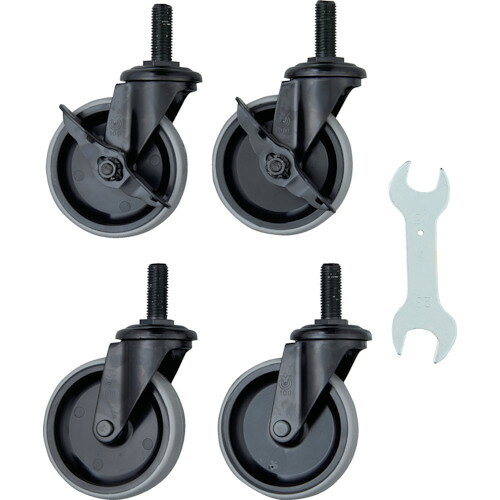 4989999130232｜393-8069 [CFLNU100M16SET] 1販売商品画像については実際の製品と異なる場合がございます。あくまでも商品のスペックをご確認の上ご注文をお願いいたします。※この商品は受注発注の商品です。その為メーカーに在庫がない場合がございます。その場合は大変申し訳ございませんがキャンセルとさせて頂きます。予めご了承下さい。393-8069仕様許容荷重(kgf)：61.2車輪径(mm)：100車輪幅(mm)：28取付高(mm)：126軸長(mm)：40ねじ：M16ねじピッチ(mm)：2.0金具：スチール(黒塗装)車輪：ナイロンウレタン適合：CPE4用キャスター径(mm)：100適合機種：CPE4用仕様2クリーンフェニックスワゴンCPE型用キャスターセットセット内容：自在式100mm(2個)・自在式ストッパー付100mm(2個)・両口スパナ(1本)キャスタ金具：スチール（黒塗装）ねじ仕様(mm)：M16Xピッチ2.0mm、軸長40材質_仕上キャスター金具：スチール（黒塗装）車輪:ナイロンウレタン質量2.300KGセット内容_付属品キャスター：自在式 100mm(2個)　自在式(ストッパー付) 100mm(2個)両口スパナ　1本原産国日本JANコード4989999130232「ルーペスタジオ」では、拡大鏡(虫眼鏡/ルーペ)、双眼鏡、単眼鏡、望遠鏡などのレンズ製品を主に取り扱っております。工具製品は常には在庫しておらずお取りよせとなります。ご了承下さい。ステンレス製ワゴン（ボルトレスタイプ） ステンレス製ワゴン（ボルトレスタイプ）用オプションTRUSCO ステンレス製ワゴン用キャスターセット クリーンフェニックスワゴン用 関連商品へ