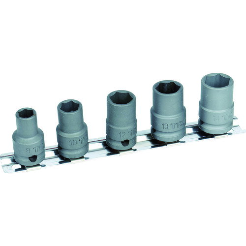 4989999388657｜768-3596 [T35SET] 1S販売商品画像については実際の製品と異なる場合がございます。あくまでも商品のスペックをご確認の上ご注文をお願いいたします。※この商品は受注発注の商品です。その為メーカーに在庫がない場合がございます。その場合は大変申し訳ございませんがキャンセルとさせて頂きます。予めご了承下さい。768-3596特長使用頻度の高いサイズでセット組をしました。狭い箇所での使用にも最適な薄肉、軽量設計です。仕様差込角(mm)：9.5対辺寸法(mm)：8、10、12、13、14対辺形状：6角セット内容(点)：5ソケット内容：8〜14mmタイプ：スタンダードセット内容：T3-08A(8mm)、10A(10mm)、12A(12mm)、13A(13mm)、14A(14mm)材質_仕上内容品:クロムモリブデン鋼メッキ処理:リン酸亜鉛皮膜質量230.000Gセット内容_付属品ソケット：T3-08A(8mm)、10A(10mm)、12A(12mm)、13A(13mm)、14A(14mm)ソケットレールホルダ原産国日本JANコード4989999388657「ルーペスタジオ」では、拡大鏡(虫眼鏡/ルーペ)、双眼鏡、単眼鏡、望遠鏡などのレンズ製品を主に取り扱っております。工具製品は常には在庫しておらずお取りよせとなります。ご了承下さい。インパクト用ソケット インパクト用ソケットセットTRUSCO インパクト用ソケット5個組セット 関連商品へ