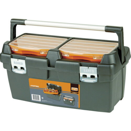 BAHCO 樹脂製工具箱 ヘビーデューティー仕様プラスチックボックス 外形寸法600×295×305mm 黒/オレンジ ..