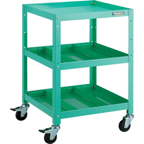 スチール製ワゴン ボルトタイプ TRUSCO トラスコ中山 ツールワゴン ラビットワゴン 500X500 仕切2段付 ゴム車輪 ヤンググリーン [RBW-753S2 YG] 販売単位：1 送料無料