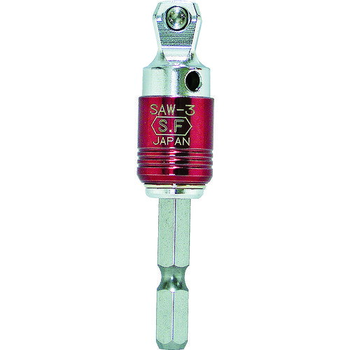 4906842123654｜776-8656 [SAW3] 1個販売 こちらの商品はメール便対応商品です。メール便対応数：10（※1回のご注文で対応数の合計が101以上だとメール便は対応できませんので予めご了承下さい。) システム上、送料無料と表記されていても、沖縄県・離島宛、大型商品は追加料金をいただく場合があります。別途費用が発生する場合、システムの都合上ご購入時の自動配信メールには追加料金が含まれておりません。当店でご注文内容を確認し、別途メールにてご請求金額を連絡致します。商品画像については実際の製品と異なる場合がございます。あくまでも商品のスペックをご確認の上ご注文をお願いいたします。※この商品は受注発注の商品です。その為メーカーに在庫がない場合がございます。その場合は大変申し訳ございませんがキャンセルとさせて頂きます。予めご了承下さい。776-8656特長角度付、直進タイプで用途に合わせて使い分けができます。ビット交換式のため、届きにくい箇所にはロングビットの使用も可能です。用途内装作業、車両メンテ、外装作業に。仕様差込角(mm)：9.5軸寸法(mm)：6.35全長(mm)：50タイプ：3分角仕様2軸対辺(mm):6.35材質_仕上特殊鋼質量48.000G原産国日本JANコード4906842123654「ルーペスタジオ」では、拡大鏡(虫眼鏡/ルーペ)、双眼鏡、単眼鏡、望遠鏡などのレンズ製品を主に取り扱っております。工具製品は常には在庫しておらずお取りよせとなります。ご了承下さい。ソケットビット用アタッチメント ソケットアダプター（電動工具用）サンフラッグ ソケットジョイント 関連商品へ