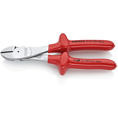 ニッパ 絶縁タイプ KNIPEX 絶縁強力型ニッパー 200mm 1000V絶縁ハンドル [7407-200] 販売単位：1 送料..