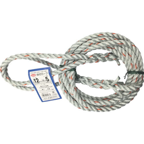 ユタカメイク 台付ロープ PE&PP混紡ロープ 12mmX5m [DR-125] 販売単位：1
