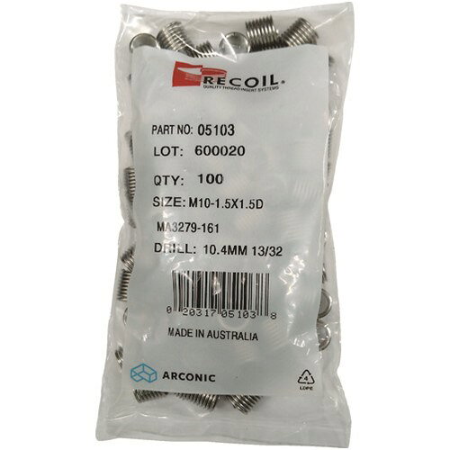 リコイル インサートねじ リコイル SUS304 適用ボルトねじ:M5-0.80×1D(100個入り) ...