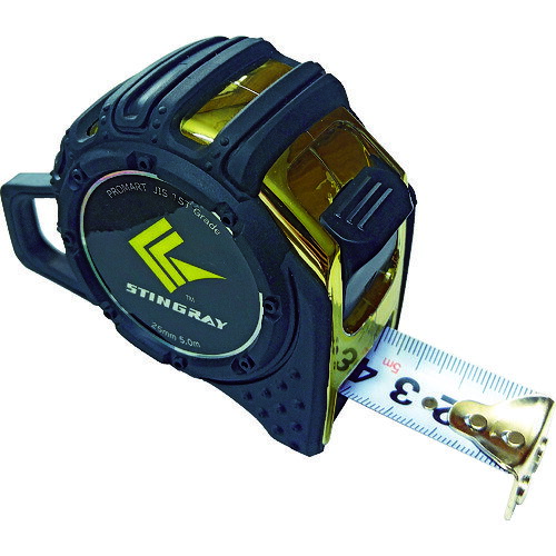 4954771152818｜1163397 [SRG2550M ] 1販売 商品画像については実際の製品と異なる場合がございます。あくまでも商品のスペックをご確認の上ご注文をお願いいたします。※この商品は受注発注の商品です。その為メーカーに在庫がない場合がございます。その場合は大変申し訳ございませんがキャンセルとさせて頂きます。予めご了承下さい。1163397特長テープは摩耗強度を向上したVコート（当社比5倍）を採用しています。「マルチリング」付きにより、小指に掛けたり、安全ロープやD環などに掛けて落下防止につながります。用途一般測定用に。仕様テープ長さ(m)：5テープ幅(mm)：25水平保持(m)：2.5目盛仕様：両面印刷爪仕様：マグネット爪ショックアブソーバー：あり縦×横×奥行(mm)：78×102×48仕様2移動爪フリータイプ両面目盛JIS1級455mmピッチ表示：あり減速ボタン：ありショックアブソーバー：ありマグネット爪ベルトフック付材質_仕上テープ:スチール質量332.000G注意作業中は安全のため、保護メガネ、手袋をしてください。人体の安全・テープの保護のため、テープはゆっくり引き込んでください。STOPマーク以上引き出さないでください。電気との接触はしないでください。感電の危険があります。原産国日本JANコード4954771152818「ルーペスタジオ」では、拡大鏡(虫眼鏡/ルーペ)、双眼鏡、単眼鏡、望遠鏡などのレンズ製品を主に取り扱っております。工具製品は常には在庫しておらずお取りよせとなります。ご了承下さい。コンベックス コンベックス（ゴムカバータイプ）プロマート 極厚スティングレイ25 関連商品へ