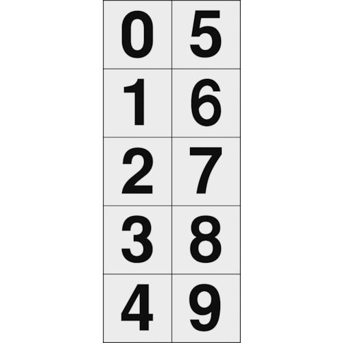 TRUSCO トラスコ中山 数字ステッカー 50×50 「0~9」連番 透明地/黒文字 1枚入 [TSN-50-10-TM] 販売単位：1