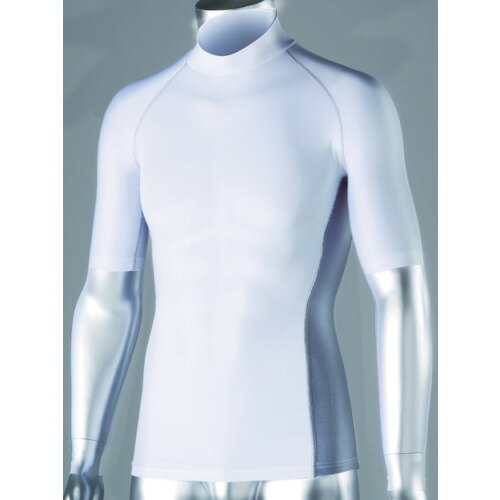 冷感着 シャツ おたふく 冷感 消臭 パワーストレッチ半袖ハイネックシャツ ホワイト M [JW-624-WH-M] 販売単位：1