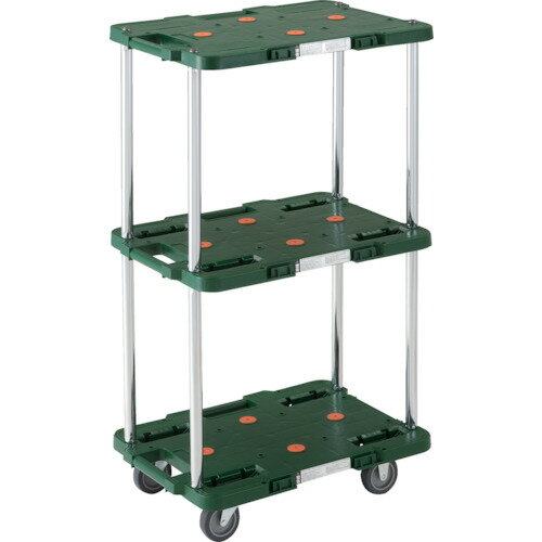 樹脂製 連結タイプ TRUSCO トラスコ中山 樹脂製台車 ルートバン 3段式 370X500 緑 [MPB-503-GN] 販売単位：1 送料無料