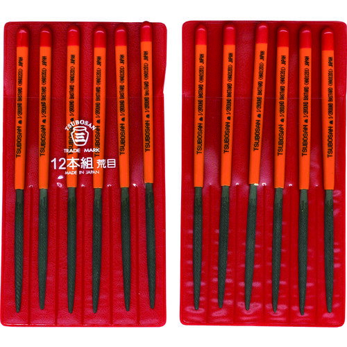 ツボサン 組ヤスリ 12本組 半丸 荒目 [HA012-01] 販売単位：1 送料無料