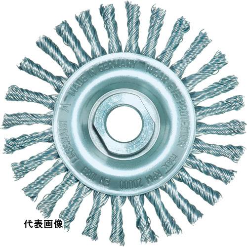 4017359391495｜484-0402 [47220432] 1個販売 こちらの商品はメール便対応商品です。メール便対応数：25（※1回のご注文で対応数の合計が101以上だとメール便は対応できませんので予めご了承下さい。) システム上、送料無料と表記されていても、沖縄県・離島宛、大型商品は追加料金をいただく場合があります。別途費用が発生する場合、システムの都合上ご購入時の自動配信メールには追加料金が含まれておりません。当店でご注文内容を確認し、別途メールにてご請求金額を連絡致します。商品画像については実際の製品と異なる場合がございます。あくまでも商品のスペックをご確認の上ご注文をお願いいたします。※この商品は受注発注の商品です。その為メーカーに在庫がない場合がございます。その場合は大変申し訳ございませんがキャンセルとさせて頂きます。予めご了承下さい。484-0402特長高品位の線材を使用したノット（ひねり）加工品で、高い研削力と研掃力に優れている長寿命品です。パイプの溶接継目の研掃に最適です。用途パイプライン、配管等の継目のバリ、スラグ除去等に。仕様外径(mm)：115線径(mm)：0.5厚さ(mm)：6毛材：高硬度鋼線最高使用回転数(rpm)：15000ねじ径：M10(P1.5)全長(mm)：20材質_仕上線材:高張度鋼線質量284.000G注意作業時は必ず安全帽、安全メガネなどの保護具をご着用ください。原産国ドイツJANコード4017359391495「ルーペスタジオ」では、拡大鏡(虫眼鏡/ルーペ)、双眼鏡、単眼鏡、望遠鏡などのレンズ製品を主に取り扱っております。工具製品は常には在庫しておらずお取りよせとなります。ご了承下さい。ホイールブラシ ホイールブラシLESSMANN パイプラインブラシ Φ115 関連商品へ