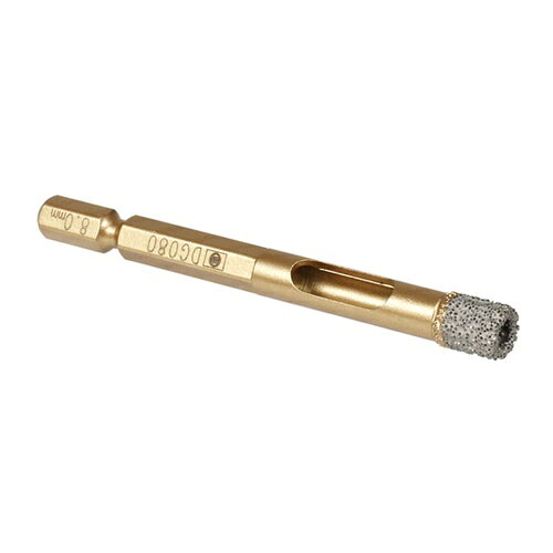 4957462249910｜125-6477 [DG080 ] 1販売 こちらの商品はメール便対応商品です。メール便対応数：10（※1回のご注文で対応数の合計が101以上だとメール便は対応できませんので予めご了承下さい。) システム上、送料無料と表記されていても、沖縄県・離島宛、大型商品は追加料金をいただく場合があります。別途費用が発生する場合、システムの都合上ご購入時の自動配信メールには追加料金が含まれておりません。当店でご注文内容を確認し、別途メールにてご請求金額を連絡致します。商品画像については実際の製品と異なる場合がございます。あくまでも商品のスペックをご確認の上ご注文をお願いいたします。※この商品は受注発注の商品です。その為メーカーに在庫がない場合がございます。その場合は大変申し訳ございませんがキャンセルとさせて頂きます。予めご了承下さい。125-6477特長穴あけジェル使用で、水を使わず硬質磁器タイルへの穴あけが可能です。横穴により切りカスの除去が簡単です。充電インパクトドライバーで使用可能です。用途被削材:硬質磁器タイル、石板、瓦など。仕様刃径(mm)：8.0有効長(mm)：15全長(mm)：80シャンク径(mm)：6.35適合機種：充電インパクトドライバー、充電ドライバードリル、電気ドリル仕様2適合機種：充電インパクトドライバー、充電ドライバードリル、電気ドリル質量28.000G注意別売の穴あけジェルを使用してください。（湿式でも使用できます）原産国中国JANコード4957462249910「ルーペスタジオ」では、拡大鏡(虫眼鏡/ルーペ)、双眼鏡、単眼鏡、望遠鏡などのレンズ製品を主に取り扱っております。工具製品は常には在庫しておらずお取りよせとなります。ご了承下さい。コアドリル 替刃式コアドリルミヤナガ クールダイヤ 関連商品へ