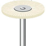 4560264459823｜8314811 [50115] 1販売商品画像については実際の製品と異なる場合がございます。あくまでも商品のスペックをご確認の上ご注文をお願いいたします。※この商品は受注発注の商品です。その為メーカーに在庫がない場合がございます。その場合は大変申し訳ございませんがキャンセルとさせて頂きます。予めご了承下さい。8314811特長柔軟性、弾力性に優れた天然毛のブラシです。ポリッシュコンパウンド、ダイヤモンドコンパウンドを併用して研磨加工に最適です。用途汚れ落とし、薄膜剥離作業、研磨加工等に。平面、曲面、溝、スリット、 穴、ボトム等の作業に最適です。仕様毛材：豚毛外径(mm)：25幅(mm)：1軸径(mm)：3全長(mm)：43最高使用回転数(rpm)：15000形状：ホイール色：ホワイト仕様2入数：10本質量40.000G注意安全のため、保護メガネなど、保護具を必ず着用してください。最高使用回転速度以下で使用してください。ご使用に際しては、必ず回転調整付きの精密電動工具をご使用ください。エアーツールは使用不可です。原産国日本JANコード4560264459823「ルーペスタジオ」では、拡大鏡(虫眼鏡/ルーペ)、双眼鏡、単眼鏡、望遠鏡などのレンズ製品を主に取り扱っております。工具製品は常には在庫しておらずお取りよせとなります。ご了承下さい。軸付ブラシ 軸付ブラシナカニシ 毛ブラシ ハード 関連商品へ