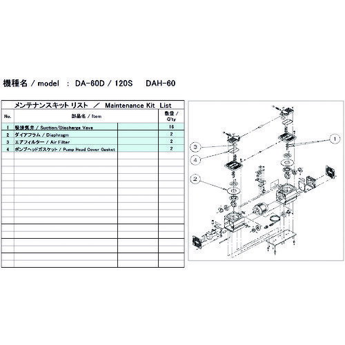 ULVAC ^|vpeiXLbh DA-60D/120S/DAH-60p [DA-60D/120S MAINTENANCEKIT] DA60D120SMAINTENANCEKIT ̔PʁF1 