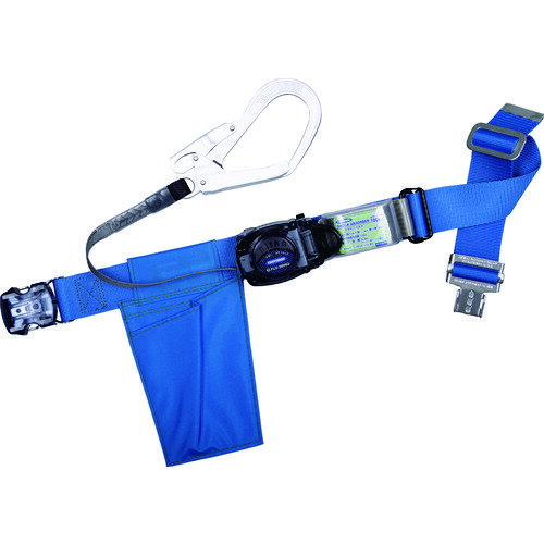 巻取タイプ TSUYORON 胴ベルト型墜落制止用器具(巻取タイプ)ロック機構なし リトライト 青 Mサイズ 幅5..