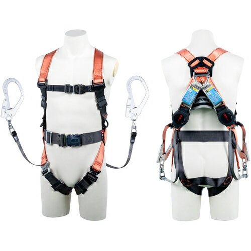 ハーネス型墜落制止具 ベルト付・ランヤード2本 TSUYORON コアハーネス ツインワン・ハンドリトラ オレンジ Lサイズ [TH-502-2OH93SV-OT-OR-L-2R23-BX] TH5022OH93SVOTORL2R23BX 販売単位：1 送料無料