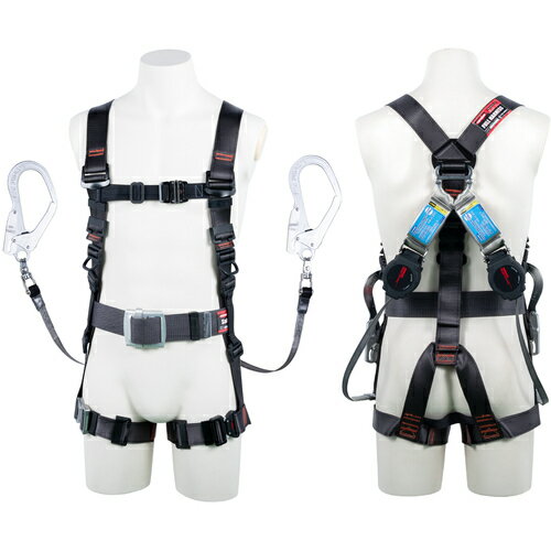 ハーネス型墜落制止具 ベルト付・ランヤード2本 TSUYORON フルハーネス飛燕 ツインワン・ハンドリトラ Lサイズ ダークグレー [TH-506-2OH93SV-OT-DG-L-2R23-BX] TH5062OH93SVOTDGL2R23BX 販売単位：1 送料無料