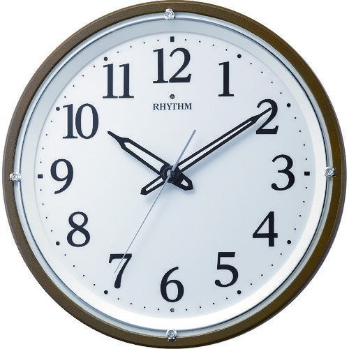 時計(アナログ表示) RHYTHM リズム 電波 壁掛け時計 暗所自動点灯機能付き 連続秒針 ブラウン φ332x51 [8MY532SR06] 8MY532SR06 販売単位：1 送料無料