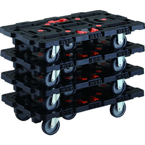 TRUSCO トラスコ中山 まとめ買い 連結式樹脂製平台車 ビートル 700X450 自在3輪 とめたろう付4台セット [BT700J3-E100T-M4] BT700J3E100TM4 販売単位：1 送料無料