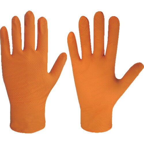 ミタニ エンジニアグローブ50枚入(オレンジ)L ニトリルゴム使い捨て手袋 [184996] 184996 販売単位：1