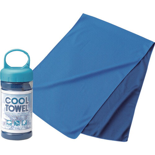 緑十字 冷感タオル クールタオル(カラビナボトル付) ブルー 300×950mm [375670] 375670 販売単位：1