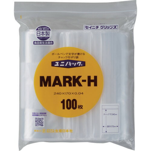 Bags - セイニチ 「ユニパック」 MARK-H 240×170×0.04 100枚入 [MARK-H-100] MARKH100 販売単位：1
