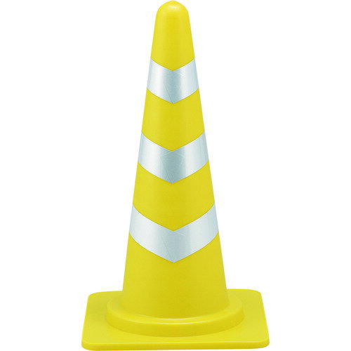 緑十字 カラーコーン 黄/白反射シート SRC-1Y 高さ:700mm ベース:385mm角 反射タイプ ポリエチレン製 [116112] 116112 販売単位：1