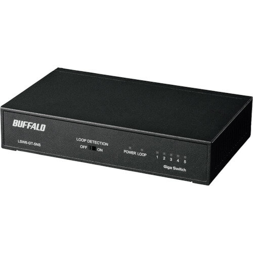 BAFFALO Giga 5ポート スイッチングハブ 電源内蔵 金属筐体 マグネット付 ブラック [LSW6-GT-5NS/BK] LSW6GT5NSBK 販売単位：1 送料無料