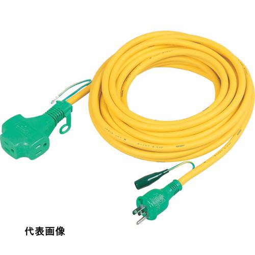 NICHIDO トリプルポッキン延長コード アース付 10m VCT1.25×3 黄 [PPTVS10E-Y Y] 販売単位：1 送料無料