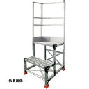 TRUSCO トラスコ中山 アルミ製作業用踏台 2段 高さ0.6m 天板寸法500×400 ステップ奥行250mm 天場二方手すり付き [TSF-25256-T...
