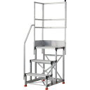 TRUSCO トラスコ中山 アルミ製作業用踏台 3段 高さ0.9m 天板寸法600×400 段高300mm 階段片手すり天場二方付き [TSF-369-TKL3...