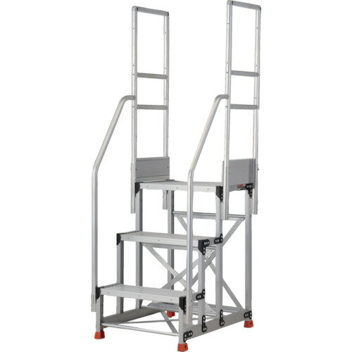TRUSCO トラスコ中山 アルミ製作業用踏台 3段 高さ0.9m 天板寸法600×400 段高300mm 階段両手すり付き [TSF-369-TR300] TSF369TR300 販売単位：1 送料無料