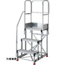 TRUSCO トラスコ中山 アルミ製作業用踏台 3段 高さ0.75m 天板寸法800×400 段高300mm 階段片手すり天場三方付き [TSF-389-TKS...