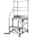 TRUSCO トラスコ中山 アルミ製作業用踏台 縞板タイプ 2段 高さ0.6m 天板寸法600×400 段高300mm 階段片手すり天場二方付き [TSFC-2...