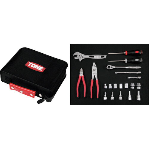 TONE 整備用工具セット ツールセット ブラック 間口250×奥行200×高さ70mm 21点セット TSX3172 TSX3172 販売単位：1 送料無料