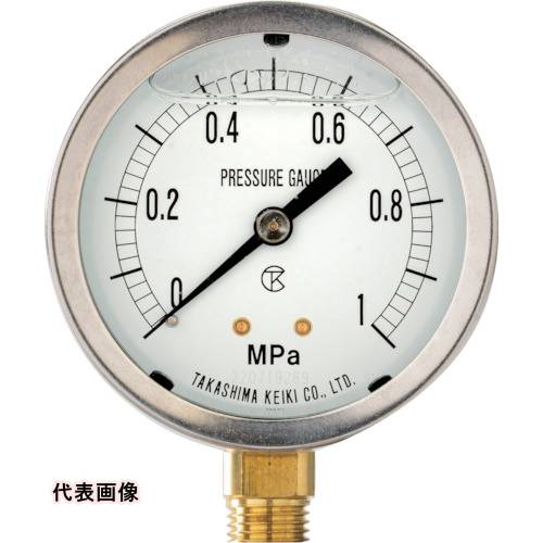 高島 グリセリン入圧力計(A枠立型・φ60)圧力レンジ0.0~16MPa R1/4【1312216】 [1312216] 1312216 販売..