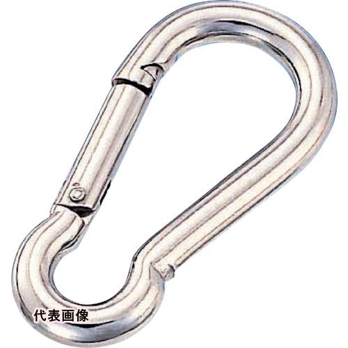4982970308743｜316-9845 [A801 ] 1販売 商品画像については実際の製品と異なる場合がございます。あくまでも商品のスペックをご確認の上ご注文をお願いいたします。※この商品は受注発注の商品です。その為メーカーに在庫がない場合がございます。その場合は大変申し訳ございませんがキャンセルとさせて頂きます。予めご了承下さい。316-9845特長スタンダードなスプリングフックです。用途チェーン・ワイヤー・ロープ等の連結金具として、また端末の金具のジョイントに。仕様使用荷重(kN)：0.29D(mm)：4L(mm)：45S(mm)：7W(mm)：22d1(mm)：4.5d2(mm)：6.5材質_仕上ステンレス(SUS304)質量9.000G原産国中国JANコード4982970308743「ルーペスタジオ」では、拡大鏡(虫眼鏡/ルーペ)、双眼鏡、単眼鏡、望遠鏡などのレンズ製品を主に取り扱っております。工具製品は常には在庫しておらずお取りよせとなります。ご了承下さい。荷役金具 フック水本 スナップフックB型 関連商品へ